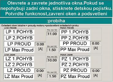 test 4 elektrických oken ve dveřích vozu A5